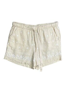Loft Shorts Size M Medium Linen Blend Cream Embroidery Elastic